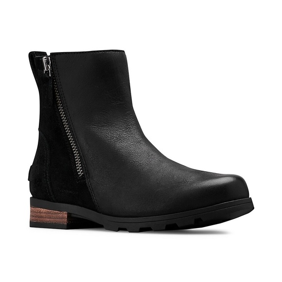 Sorel Shoes - Sorel Black Emilie Waterproof Zip Ankle Boots Size 7.5/38.5